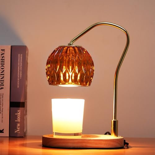 KJIXYUNG Lámpara Calentadora de Velas con Temporizador y Regulador de Intensidad, para Velas Aromáticas en Tarros de Cristal - Incluye 2 Bombillas, Regalo Ideal para Navidad, Cumpleaños o Casa Nueva