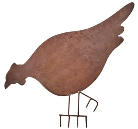 Rusty Garden Stake Decoration, Metal Hen Lawn Sculpture, Plant & Border Support, Decorative Outdoor Metal Chicken, Metal Bird on a Stake, Rustic Bird Stake, Garden Bird Decoration