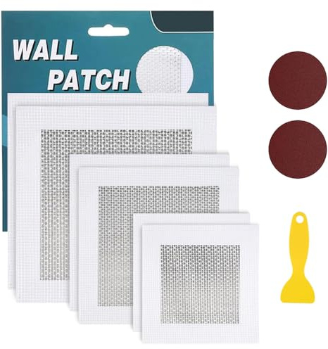 MnuCyiPiu 4''/ 6'' / 8'' Wall Repair Patch 9 PCS Drywall Repair Kit Self-Adhesive Plasterboard Patch Aluminum Plaster Patches Wall Hole Repair Kit for Broken Walls Cracks Ceiling Filler Repairing