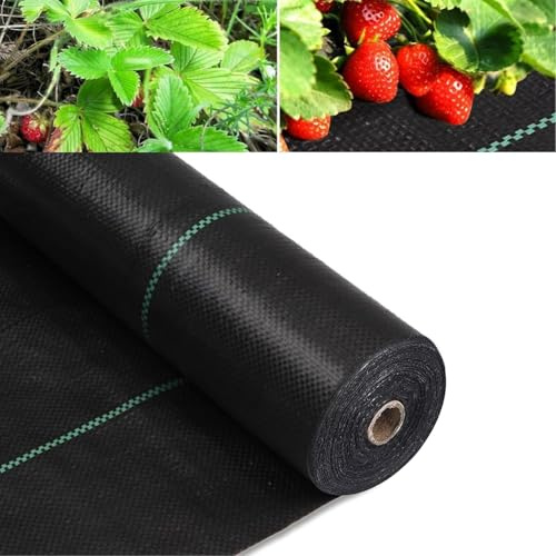 MLZPU Toiles de Paillage 1m x 50m, Geotextile, Toile Anti Mauvaises Herbes Jardin, Bache Noire Agricole, Barriere Anti Racine, Contre Les Mauvaises Herbes, Tissu Perméable à l'eau et l'air, Anti-UV