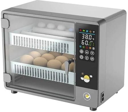 Brutautomat Vollautomatisch für 24 Eier, Inkubator mit Automatischem Wenden der Eier,Automatischer Befeuchtung,Temperaturkontrolle,Brutautomat für Hühner, Wachteln und Enten (Doppelstromversorgung)