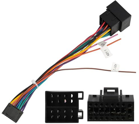 Cable Adaptador de 16 Pines a ISO Para Android Radio de Coche, Cable Enchufe Radio de Coche para Vehículos, Enchufe Estándar ISO con Líneas de Control del Volante y Línea de Control Inverso