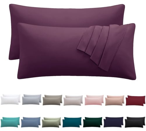 Nesture Kissenbezug 40 x 60 2er Set - kopfkissenbezug 40x60 cm Lila, 100% Mikrofaser kissenbezüge mit Reißverschluss, Weich und Bügelfrei