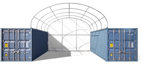 TOOLPORT Rückwand für Container Überdachung 6m Breite – PRIMEtex 2300 PVC Plane, weiß