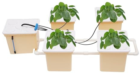 Hydrokultursystem 5 Eimer 11L DWC Hydrokultur-Set mit Wasserpumpe, Hydroponiksystem für Indoor Garten, Gemüse, Blumen, Kräuter Anbau