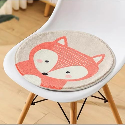 Xiyocadt Dekokissen, Sitzkissen Kinder, Sitzkissen Schule, Stuhlkissen Kinder, Stuhlkissen Bunt, Cartoon Rundes Kissen für Schlafzimmer, Sofa, Stuhl (30CM,Fuchs)