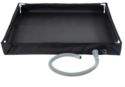 ZiStarlilife Portable Foldable Shower Base With Drain For RV, Camper, Garden And Outdoor Use, PVC Non-Slip Raised Platform For Camping, Pet Washing Applications(Black)