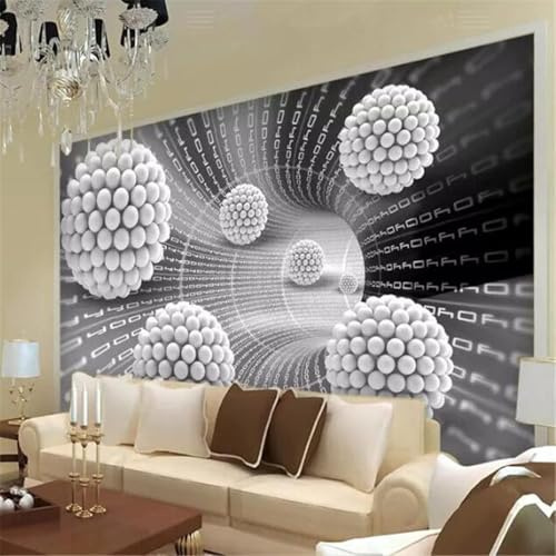 XLMING Art Cubique Orbe Blanc En Expansion 3D Papier Peint Texture Soyeuse Intissé Salle à Manger Bureau D'étude Canapé Chambre Salon TV Mur-400cm×280cm