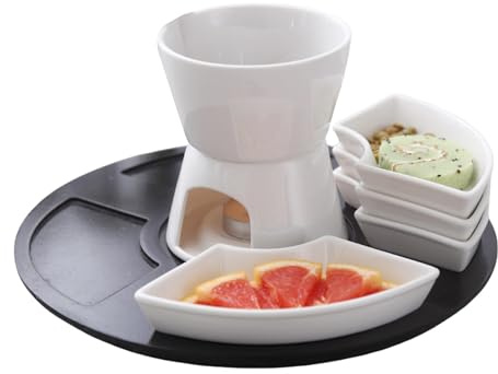Juego de fondue de queso, juego de ollas de cerámica para calentar caramelo, cuenco para derretir mantequilla para los amantes de los postres de queso, fiestas en casa, anfitriones de noches