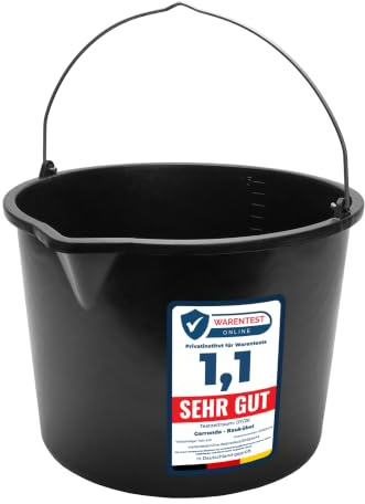 Garronda Pack 3 Cubos de Obra 15 L con Pico Vertedor GD-0168 Negro | Cubo reciclado con pico vertedor y escala, asa metálica, resistente para mezclar y verter mortero, hormigón o pintura