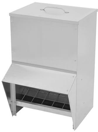 Futterautomat Hühner 5.3kg, Futterspender Futtertrog mit Automatisches Pedal, Hühnerfutter für Geflügel ideales Hühner Zubehör, Wasserdicht und Rattensicher