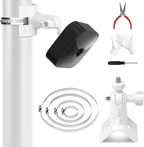 VirtuGro Soporte de poste para cámara para Arlo/Wyze/Blink, soporte universal para poste Eufy 2C/2C, soporte para cámara de seguridad para exteriores e interiores con 4 bridas y anillos ajustables