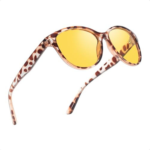 Myiaur Night Driving Glasses for Women Polarised Yellow Lenses Anti-Glare Headlight Night Vision Glasses Enhanced Visibility & Comfort Lightweight