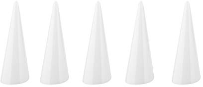 Ejoyous 5 Pièces Support de Bague Conique en Bois, Support de Bague en Forme de Cône, de, Présentoir de Bijoux, Présentoir de Bijoux en Bois pour Doigts Individuels (WHITE)