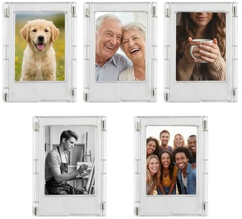 Daelesr 20 Pcs Mini Cornici per Foto 6x4,5cm, Lavagna Magnetica Frigo, Portafoto Trasparente in Acrilico per Frigorifero, Calamite Piccole Fai da Te per Gadget Compleanno, 8,8x6,3cm Esterno