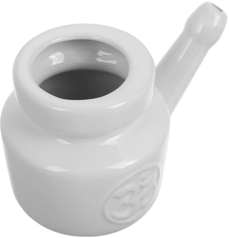 Limpiador de Senos Paranasales para Adultos de Cerámica 350ml Blanco | Lavado Nasal Adulto, Riego Manual y Enjuague Nasal para Yoga, Uso Versátil en Cambios Estacionales