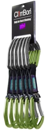 ClimBon Express Karabiner 6er-Set mit Schlinge 12cm, UIAA & CE Zertifiziert für Sportklettern und Bergsteigen, 6Farben