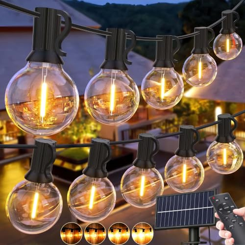 GPATIO Solar Lichterkette Outdoor Außen, 30M 40+2 Bulbs mit USB-Notladung | IP65/IP44 wasserdicht, bruchsichere Birnen, 3 Lichtmodi, 7h Auto-Aus, Dämmerungsschalter, 10–12h Leuchtdauer