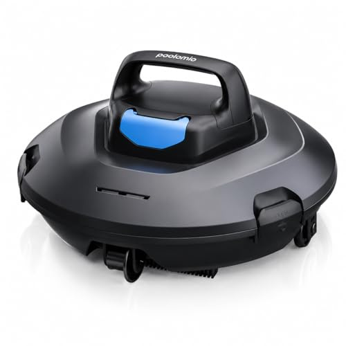 poolomio® Robot de piscine sans fil (NEU 2026) – Nettoyeur de piscine pour piscines jusqu'à 90 m², autonomie de 110 min, filtre 2,4 l, navigation intelligente pour sol, aspirateur de piscine hors-sol