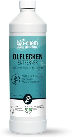 bio-chem Ölfleckentferner 1 Liter - Zur effektiven Entfernung von Ölflecken aller Art - für Pflastersteine, Beton, Asphalt u.v.m. - Made in Germany