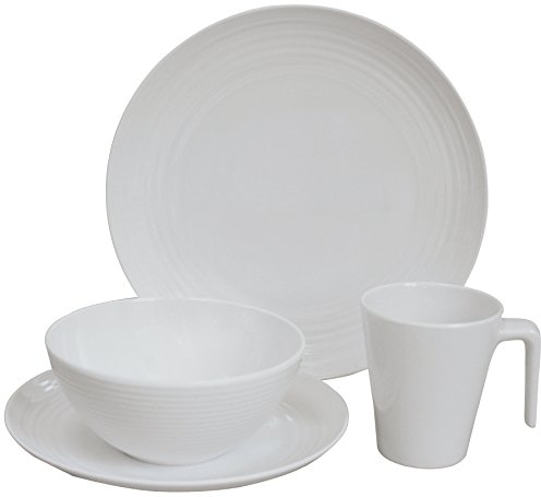 Flamefield SV0116 16-Piece Seramika Vanilla Melamine Set, White
