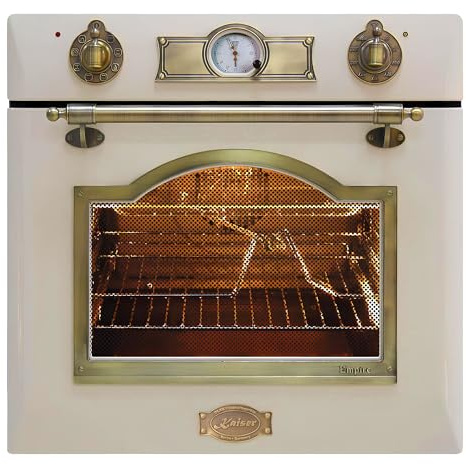 Kaiser Empire EH 6355 Elfenbein Exklusiver Nostalgie Backofen 60 cm • Selbstreinigender Elektrobackofen 67L • Einbau-Backofen mit Drehspieß, Heißluft, Grill • Retro Design mit modernster Technologie