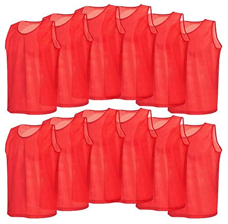 VGEBY Team-Übungswesten, 12er-Pack Fußball-Scrimmage-Trainingswesten Mesh-Team-Übungsweste Atmungsaktive Trikots für Erwachsene Lätzchen