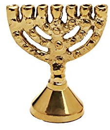 NKlaus mini 4cm Menora Messing Handarbeit Kerzenständer siebenarmiger Leuchter Menorah 1316