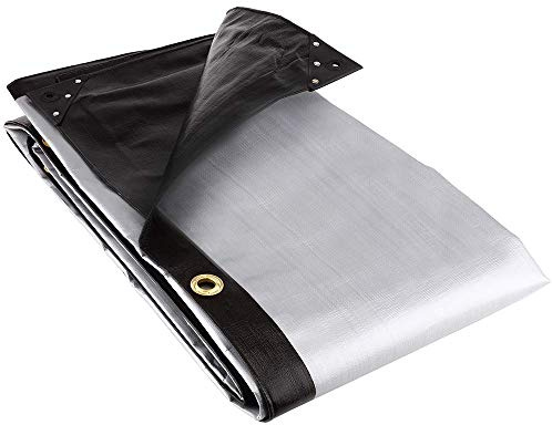 GroundMaster 270gsm Black/Silver Tarpaulin - Waterproof Outdoor Dual-Sided Versatile Groundsheet Cover (4m x 10m (13ft x 32ft))