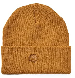Timberland Herren Beanie mit Bündchen und Gesticktem Winter-Hut, Wheat/Flat Logo, Einheitsgröße