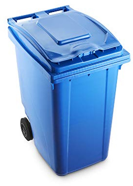 Mobil Plastic Bidone carrellato per la raccolta differenziata rifiuti 360 Lt per uso esterno - Blu (Uni EN 840)