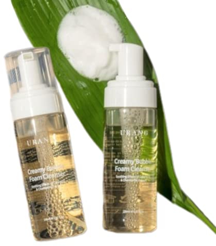 URANG Detergente cremoso in schiuma a bolle da 5,07 ml | Estratto di calendula e camomilla certificato Cosmos Natural - Ammorbidisce e idrata la pelle | Detergente viso vegano per tutti i membri