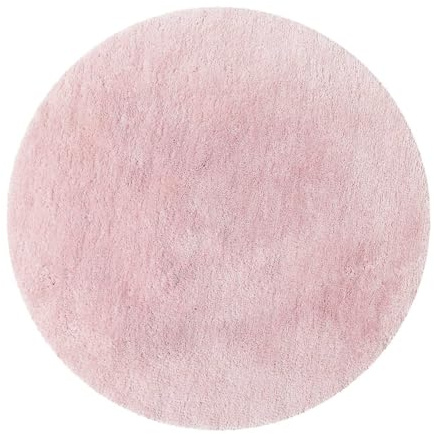 Homie Living Porto Azzurro Badteppich, 90 cm rund, zartrosa | Badematte kuscheliger flauschiger weicher Flor l Rutschfest und Waschbar