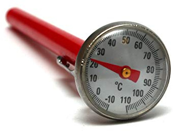 Mate Green Analog tetermometer i ett 15 cm långt pennfodral, rött och silver