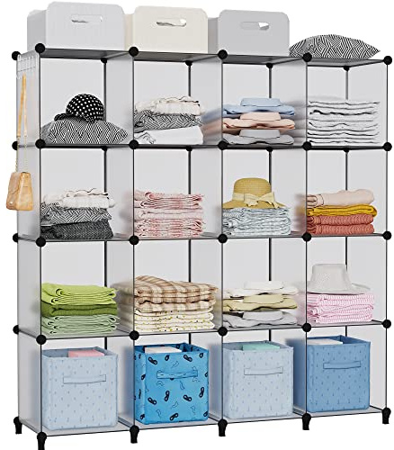 HOMIDEC Bookcase, 16 Cube Storage Unit Book shelf, Storage Cubes | Multi-Use DIY Storage Shelves for Books, Storage Boxes, Clothes, Crochet Yarn, Toys