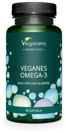 Vegavero Vegan Omega 3 | Algae Oil DHA & EPA | 90 Capsules | NO Additives | Lab-Tested