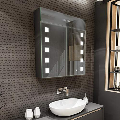 Artforma Spiegelschrank 66x72 cm SZ2L000 x49, LED, Beleuchtung | 17 Dekore, Badschrank, Beleuchtet Badezimmerschrank, LED Farbe und Zubehör zur Auswahl