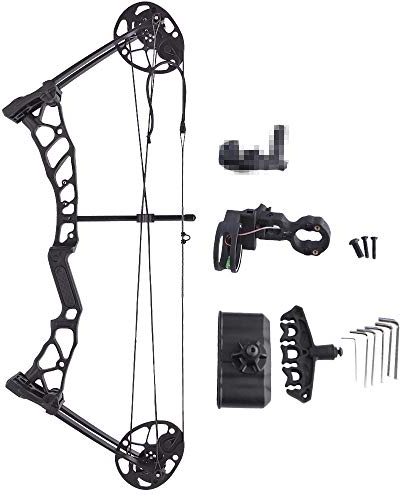 SHARROW 28'' Compoundbogenset Jagdbogen 14-40 lbs Einstellbar Sportbogen Kinder Jugendliche Compound Bögen 220 FPS mit Pfeile Bogenschießen Set Rechte Hand für Outdoor Bogen Jagd (A-Schwarz)