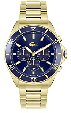 Lacoste Chronograph Quarz Uhr für Herren Kollektion TIEBREAKER mit Goldfarben Edelstahlarmband - 2011151