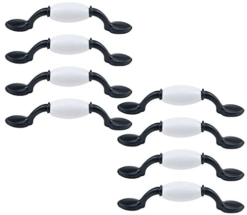 Risbay 8PCS Cabinet Pull Handle,Ceramics and Zinc Alloy Dresser Pull