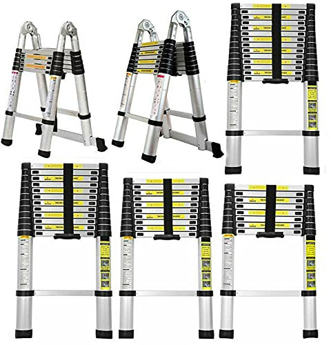 Robuste 4,4 m Teleskopleiter Verlängerungs Aluminiumleiter Teleskop Leiter Klapp Trittleiter für Mehrzweck-Sicherheitsstandard EN131 150kgs/330lbs Kapazität (14.5FT)