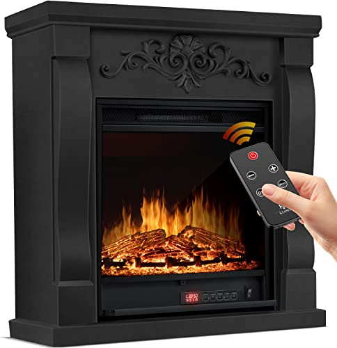 KESSER® Caminetto Elettrico da Appoggio - Effetto Fiamma LED 3D, Funzione Riscaldamento, Potenza 1800W (Villa/Schwarz)