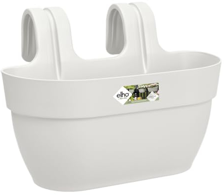 Elho Vibia Campana Easy Hanger M 36 - Jardinera por Balcón Exterior - 100% Plástico Reciclado - Ø 36.0 x H 26.5 cm - Blanco/Silky White