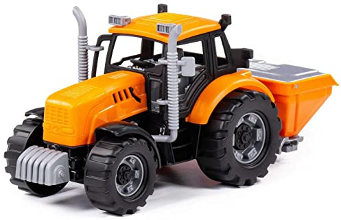 Polesie Traktor Kinder Spielzeug Progress m. Düngerstreuer orange Schwungrad Fahrzeug +3J