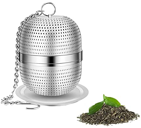 iJiZuo Infusor de Te Filtros, Infusor de té de Acero Inoxidable, Filtro de té para té Suelto, Colador con Gancho de Cadena Extendido para té de Hojas Sueltas, Especias, Condimentos