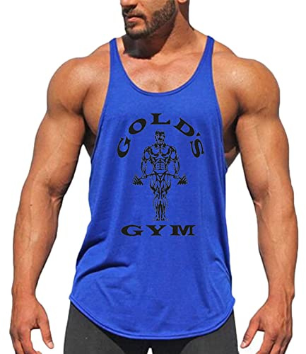 Hombre Camisetas de Tirantes Tank Top Casual Chaleco Fresco Camiseta Sin Mangas Gym T Shirt Músculo Shirt Entrenamiento,Azul,M