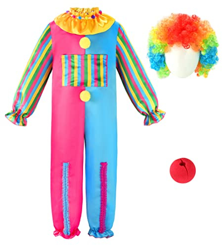 ReliBeauty Clown Costume for Kids Boys and Girls Circus Costume Toddler with Wig, 5/120