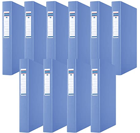 DONAU 3735001PL-10 Ringbuch/Blau | 4-O-Ring-Mechanik 25mm DIN A4 Ringordner Pappe/Kunststoff | Aus 1,9 mm dickem Karton mit öko PP 100µ | 10er Packung