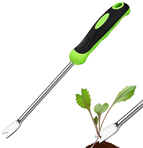 FainFun Manueller Weeder, Manueller Wurzeljäter mit Handgriff, Unkrautstecher Edelstahl zum Graben, Jäten, Bodenlockern, Unkrautjäter Klein zum Entwurzeln von Gras, Jäter für Garten