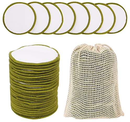LOPHE Dischetti Struccanti, 24 Pezzi Dischetto Struccante Dischetti Riutilizzabili con Sacchetti in Rete Lavabili, Panno Struccante Riutilizzabili Tamponi Struccanti, Pulizia del Viso e Degli Occhi